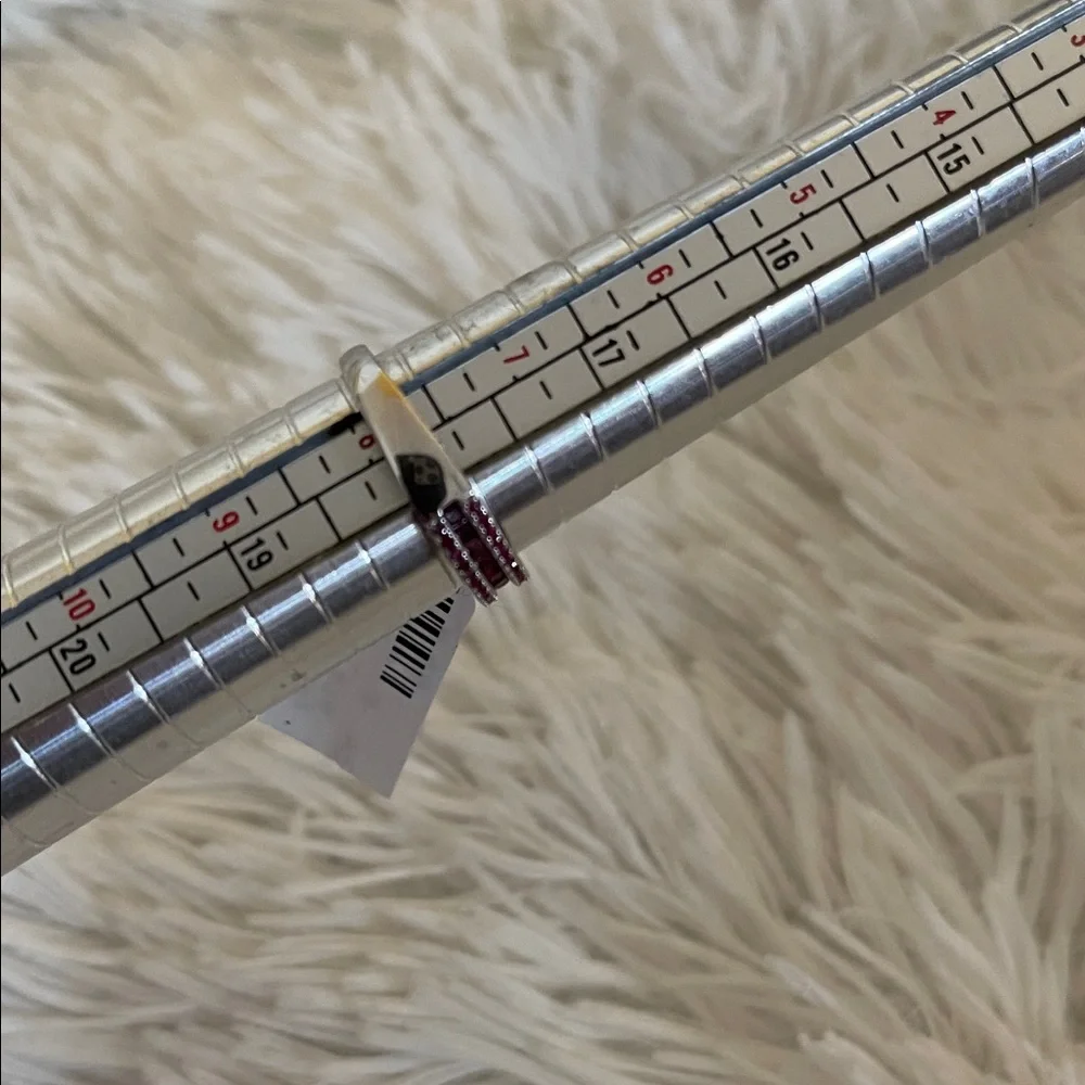 NWT Natural Ruby Half Eternity Ring 925 Silver Size 8 - Picture 13 of 13